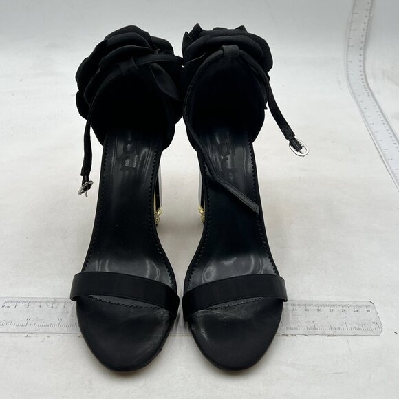 FSJ Women Open Toe  Sandal Ankle Strap Chunky Block High Thick Heels Black Shoes - Picture 3 of 8